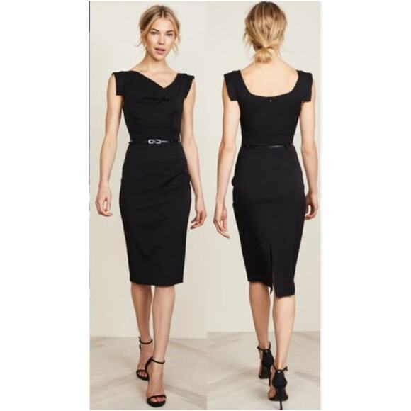 Black Halo Classic Jackie O Navy Sheath Dress Size 12 Style‎ 203056